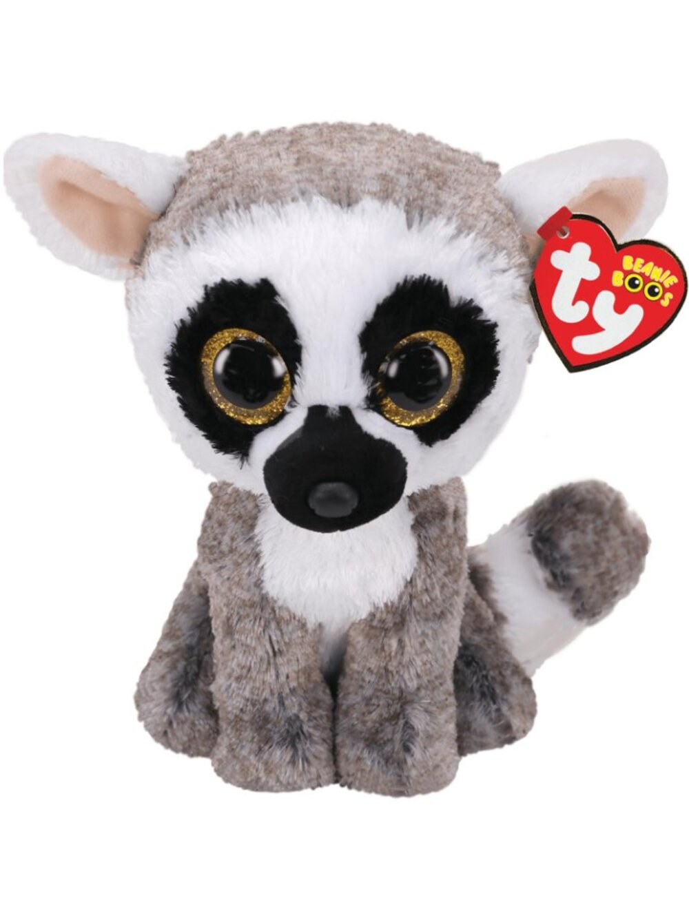 Ty Beanie Boos Linus grey and white lemur 6"  New w/Tag